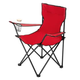 Camping Chair, Black Frame Red Oxford Cloth (Color: Red)